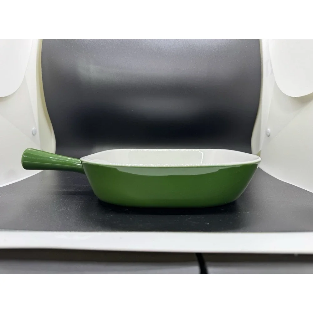 Lyngby porcelain green‎ enamel skillet